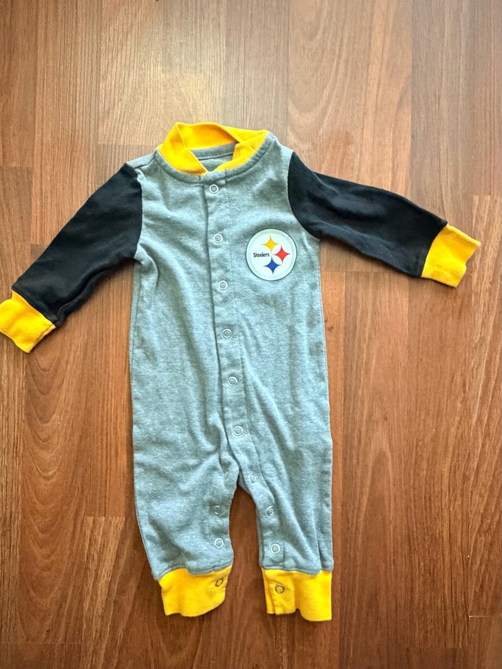 NFL Steelers Gray, Black & Yellow Baby One-Piece